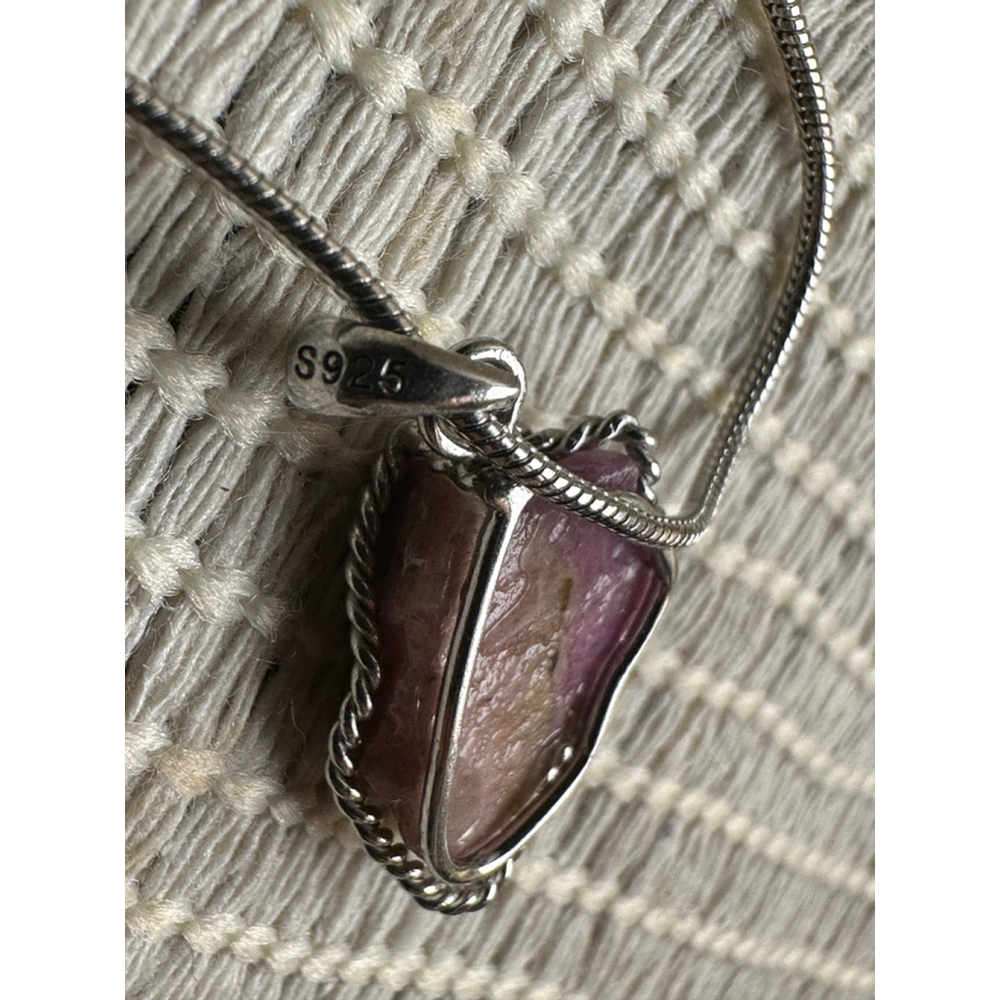 Pink Tourmaline Wrapped Pendant Necklace on Snake Chain - Picture 8 of 8